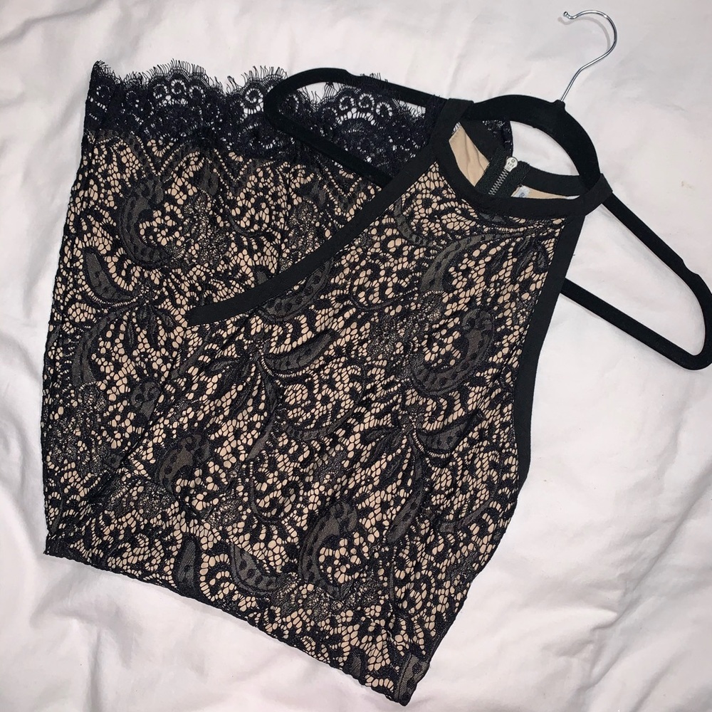 Nude lace mini dress